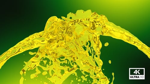 Dynamic Yellow Liquid Splash with Alpha Channel