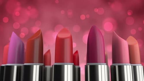 Lipstick Cosmetic Shopping in the Retail Shop with Beauty Product on Showcase