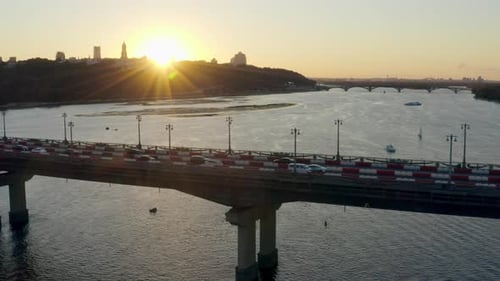 Transport Car Traffic Sunset City Bridge