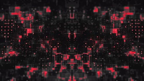 Futuristic Digital Grid Red Background Animation Loop