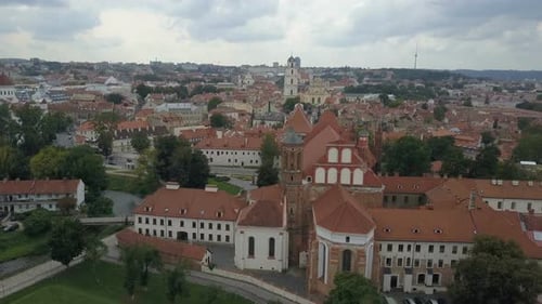 Beautiful Aerial View of the Old Town of Vilnius, the Capital of Lithuania