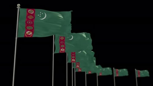 Animated Turkmenistan National Flags Waving in Wind