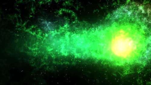 Fluid Green Cosmic Nebula with Glowing Star Background Animation