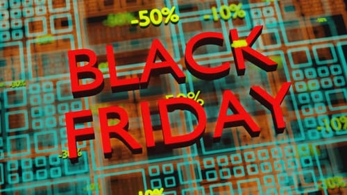 Futuristic Black Friday Sale Animated Text with Discount Percentages