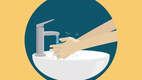 Flat Design Hand Washing Process Animation