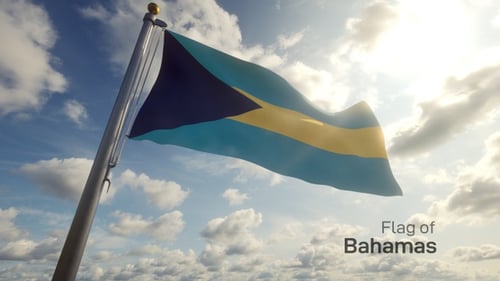 Flagge der Bahamas auf einem Flaggenmast