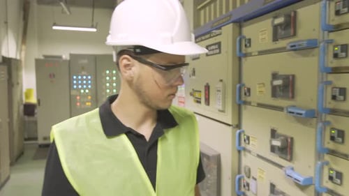 Coal power plant central control panels.