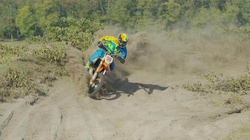Dirt Bike Riding on Outdoor Track