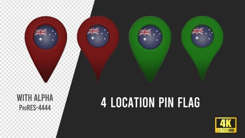 Animated 3D Australian Flag Location Pins Pack