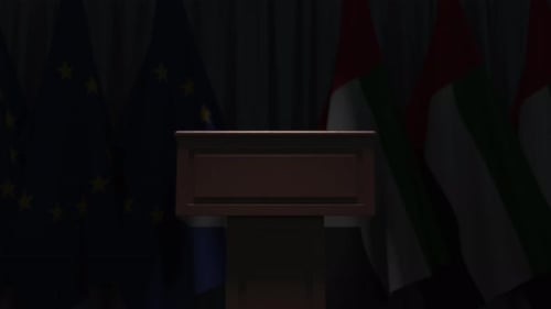 Podium Reveal with European Union and UAE Flags