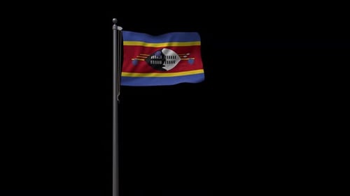 Eswatini National Flag Waving in Realistic Animation