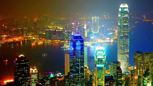 Time lapse beautiful architecture building of hong kong cityscape