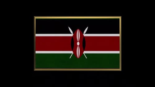 3D Animated Kenya Flag Rotating with Golden Frame