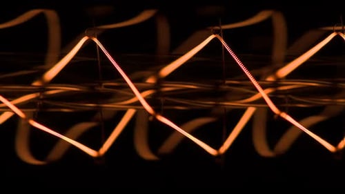 Close Up of Wire Filament in Vintage Lightbulb