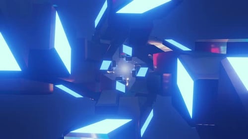 Glowing Geometric Cube Tunnel Abstract Background Loop