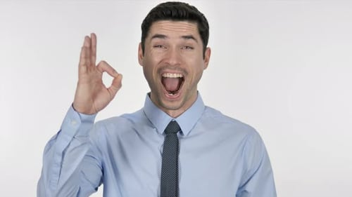 Man Gesturing OK, Happy and Smiling