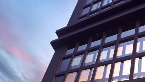 Skyscraper Facade Moving Seamless Loop with Sky Reflections