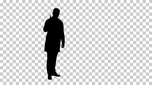 Silhouette Walking in and out of the frame Doctor man, Alpha Channel.