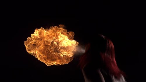 Fire Breather Performing Amazing Feat at Night