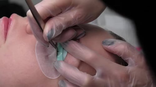 Eyelash Extensions Procedure Close Up Beauty Treatment