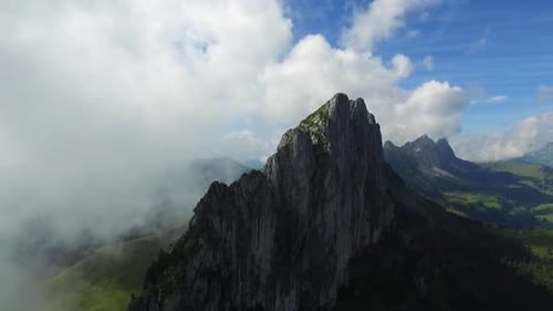 Aerial drone scenic mountain view.