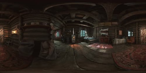 VR360 View of Old Log Home Interior