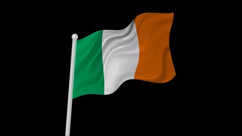 Realistic Waving Ireland Flag Seamless Loop Animation