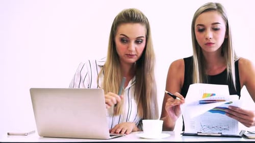 Blonde Business Woman Working at Modern Office