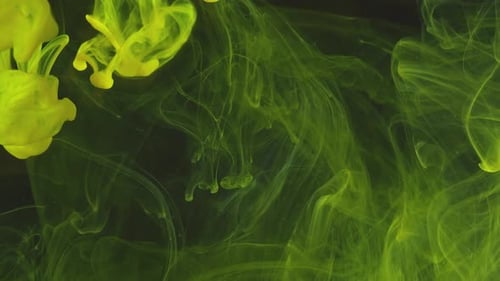 Abstract Green and Yellow Ink Mixing