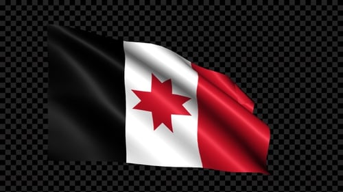 Waving Flag Motion Graphic with Red Star and Alpha Channel