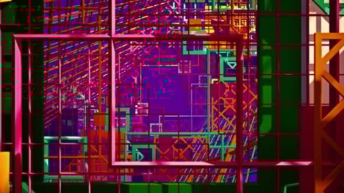 Abstract Geometric Grid Animation in Vibrant Colors