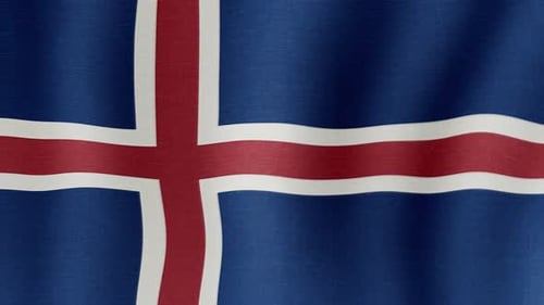 Icelandic National Flag Waving in Wind Loop