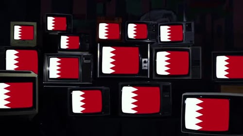 Drapeaux de Bahreïn et téléviseurs rétro.
