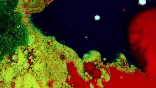 Abstract Colorful Liquid Paint Merging