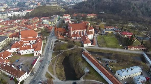 Aerial view of the Saint Anne's Church in an old town of Vilnius, Lithuania