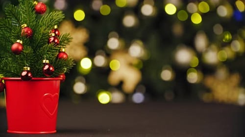 Close Up Christmas Tree Decoration with Bokeh Background