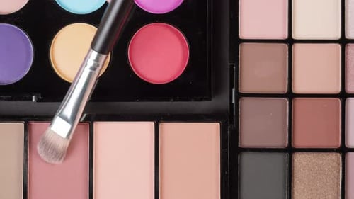 Makeup Brush Applying Cosmetics from Palette