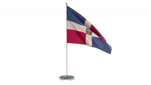 Dominican Republic Flag Waving on Stand 3D Animation