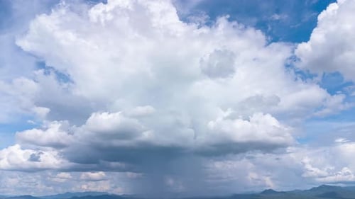 Aerial view of the blue sky with white clouds in summer day. Time lapse of white clouds and sunny.