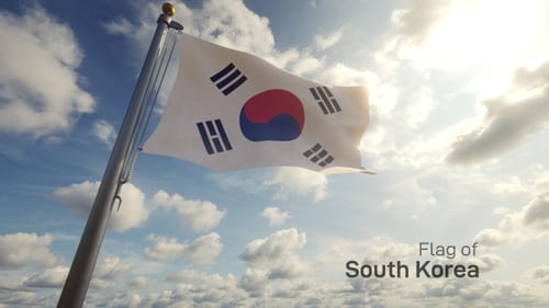 Flagge Südkoreas auf einem Fahnenmast
