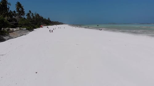 Ocean at Low Tide Aerial View Zanzibar Shallows of Coral Reef Matemwe Beach