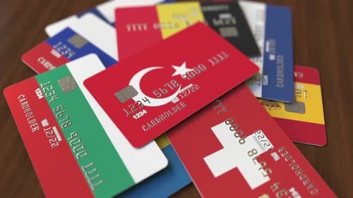 Emphasized Bank Card with Flag of Turkey