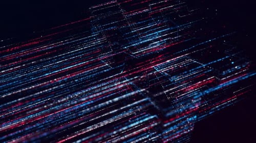 Purple and blue abstract dotted lines flying fast