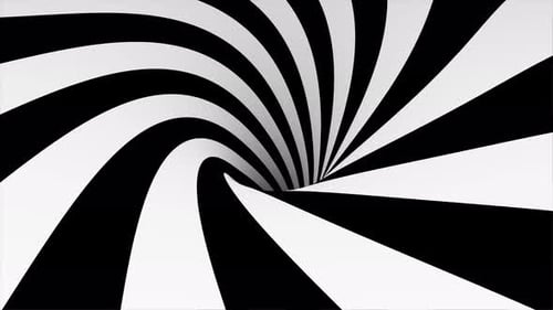 Animated hypnotic tunnel with white and black stripes