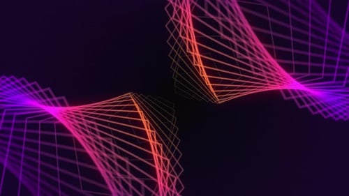 Retro Background Abstract Glowing Futuristic Corridor Poligon Grid Wireframe Tunnel
