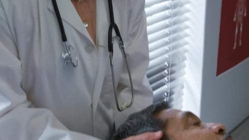 Physiotherapist at work in a hospital