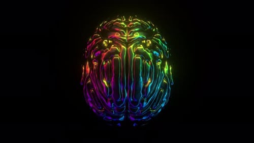 Chrome brain on black background