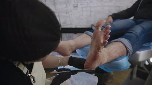 Pedicure Treatment for Feet in a Beauty Salon