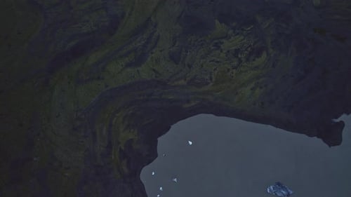 Drone Flight Towards Coastline Of Lake And Mountains