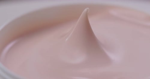 Pastel Pink Cream in a Jar, Close Up